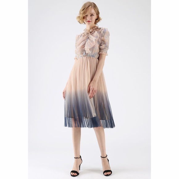 CHICWISH NWT We Know It All Gradient Pleated Mesh Tulle Dress S/M - Picture 16 of 16